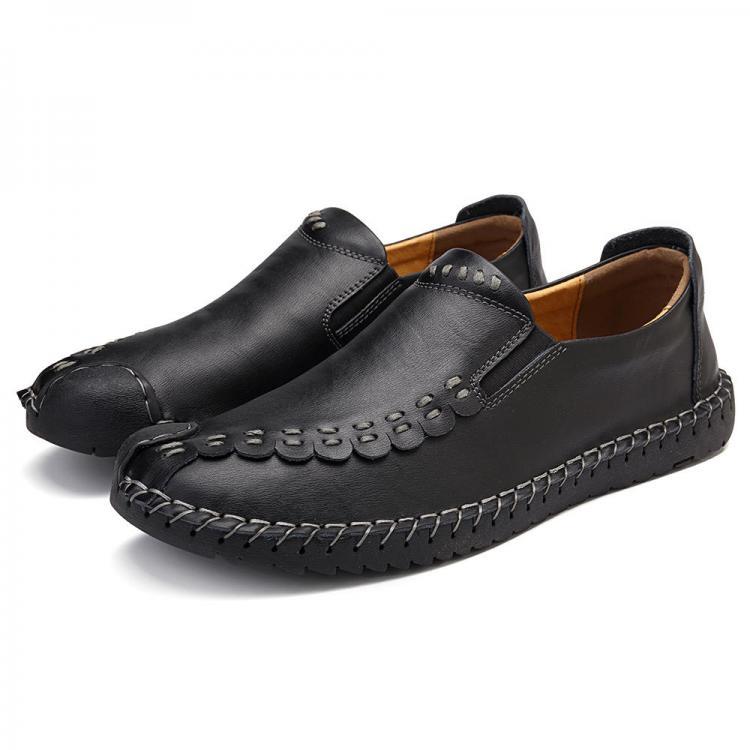 נעלולי פלא נעלי גברים Big Size Men Hand Stitching Leather Flats