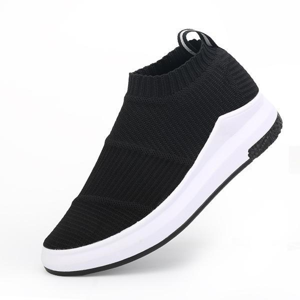 נעלולי פלא נעלי גברים Women Weave Stripe High Top Platform Casual Breathable Sport Shoes