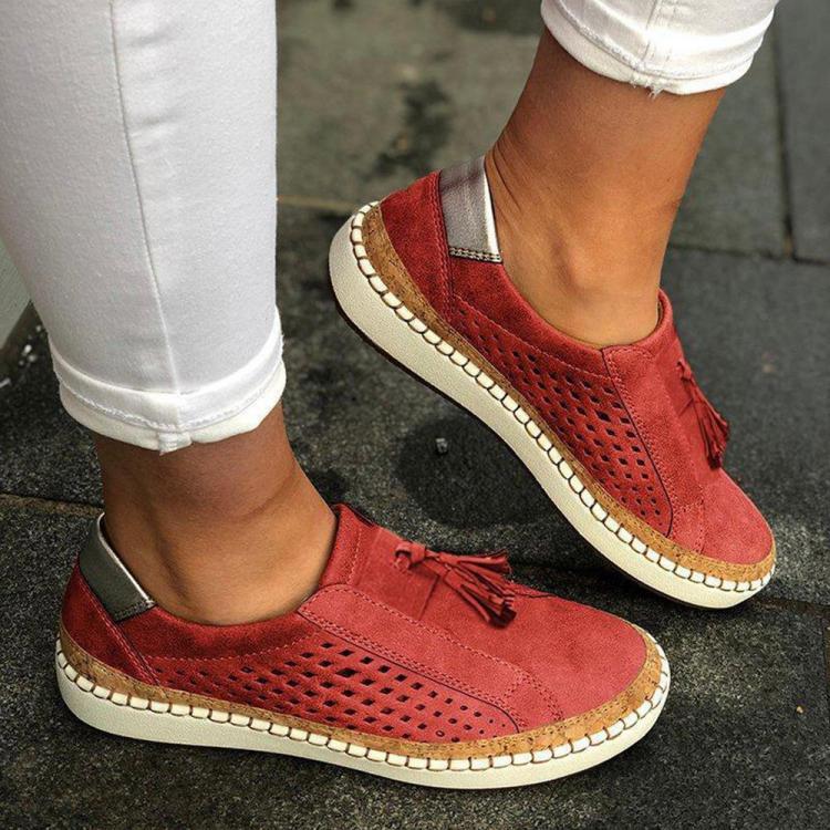 נעלולי פלא נעלי נשים Large Size Women Casual Hollow Out Fringe Loafers