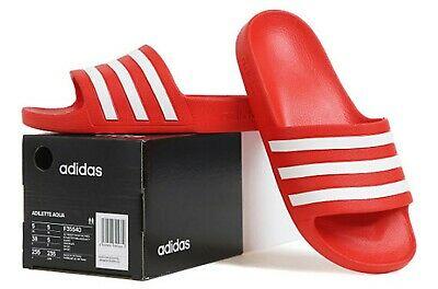 נעלולי פלא נעלי בית Adidas Men Adilette Aqua Slipper Red Shoes Slide Flip-Flops  Sandales F35540