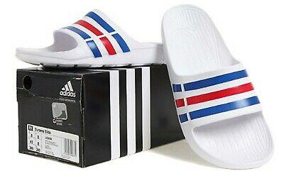 נעלולי פלא נעלי בית Adidas Men DURAMO SLIDE Slipper White Blue Shoes Slippers Casual Sandals U43664