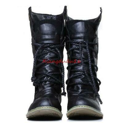 נעלולי פלא מגפיים Womens Winter faux Leather Motorcycle boots Ankle Boots Lace up Non Slip Shoes