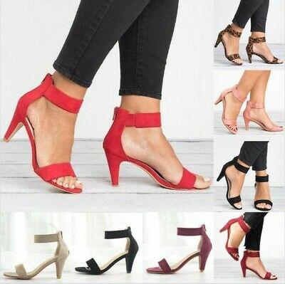 נעלולי פלא נעלי בית וסנדלים Damen Tanzschuhe Schnalle Freizeit Sandalen Mid Heel Peep Toe Reißverschluss Neu